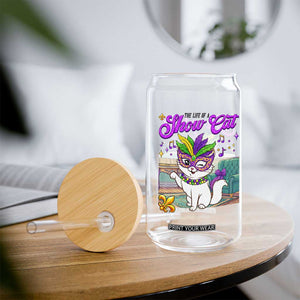 Cute Mardi Gras Cat Glass Can The Life Of The Showcat TS14 Print Your Wear