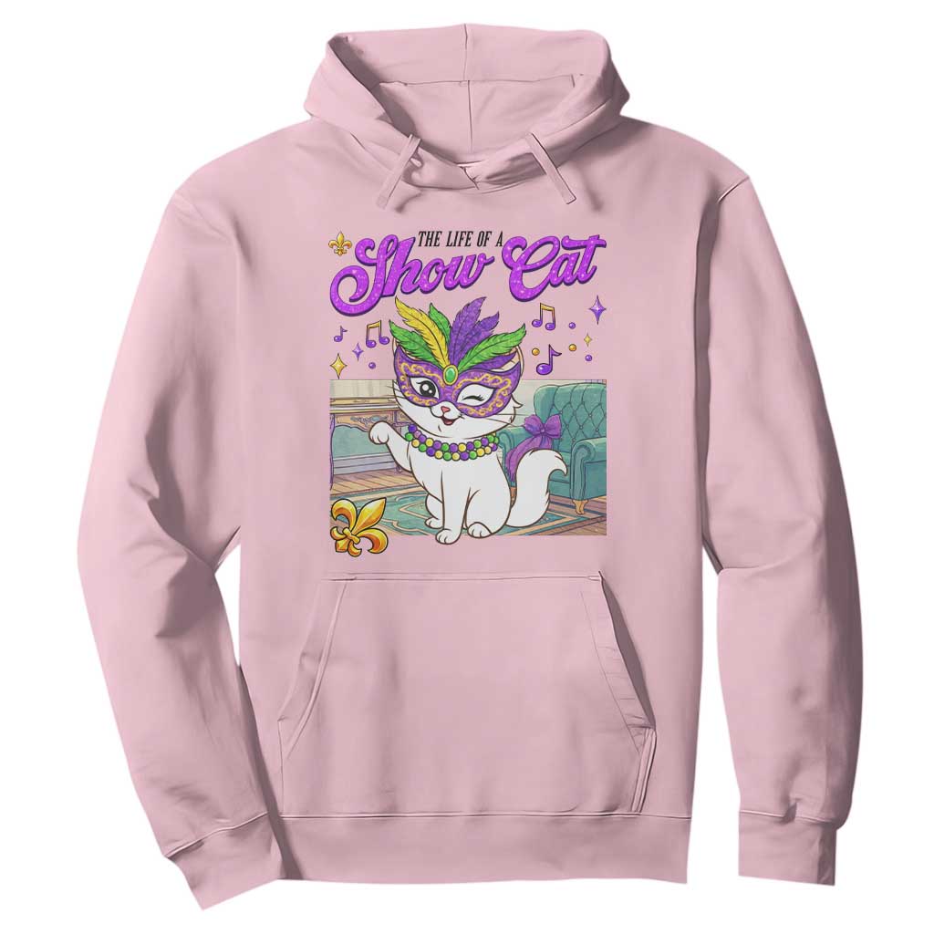 Cute Mardi Gras Cat Hoodie The Life Of The Showcat TS14 Light Pink Print Your Wear