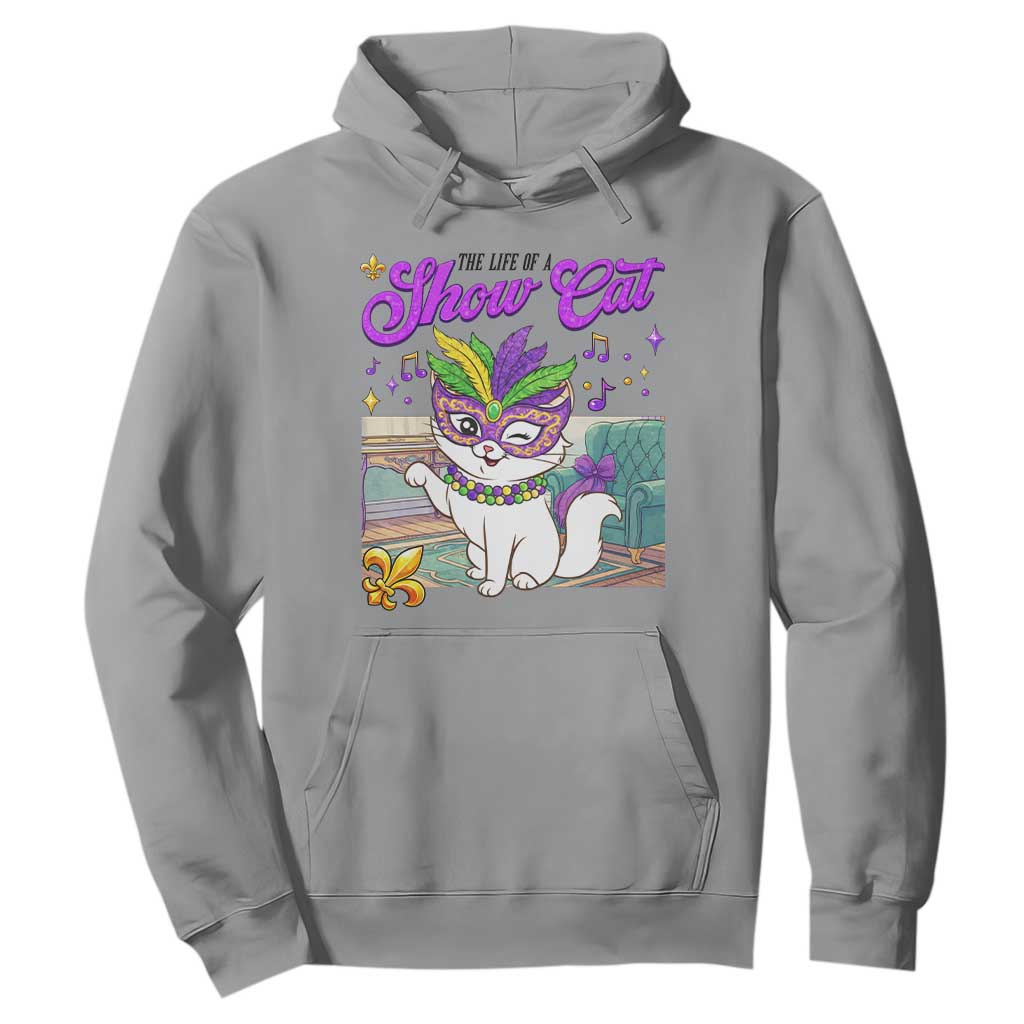 Cute Mardi Gras Cat Hoodie The Life Of The Showcat TS14 Sport Gray Print Your Wear