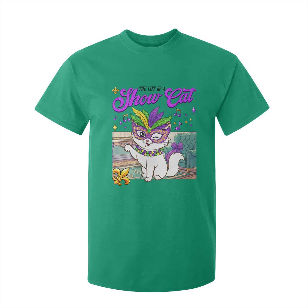 Cute Mardi Gras Cat T Shirt For Kid The Life Of The Showcat TS14 Irish Green Print Your Wear