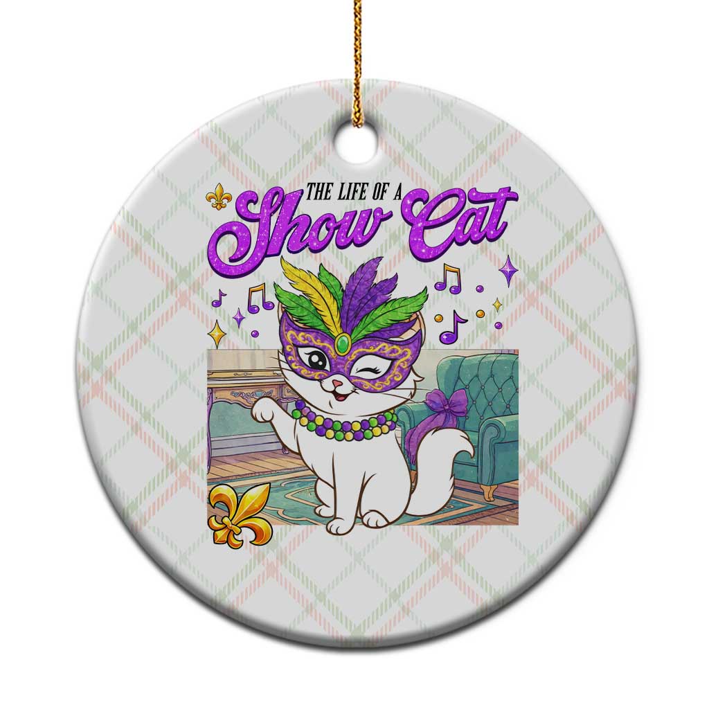 Cute Mardi Gras Cat Ceramic Ornament The Life Of The Showcat TS14 1pc Christmas Plaid Print Your Wear
