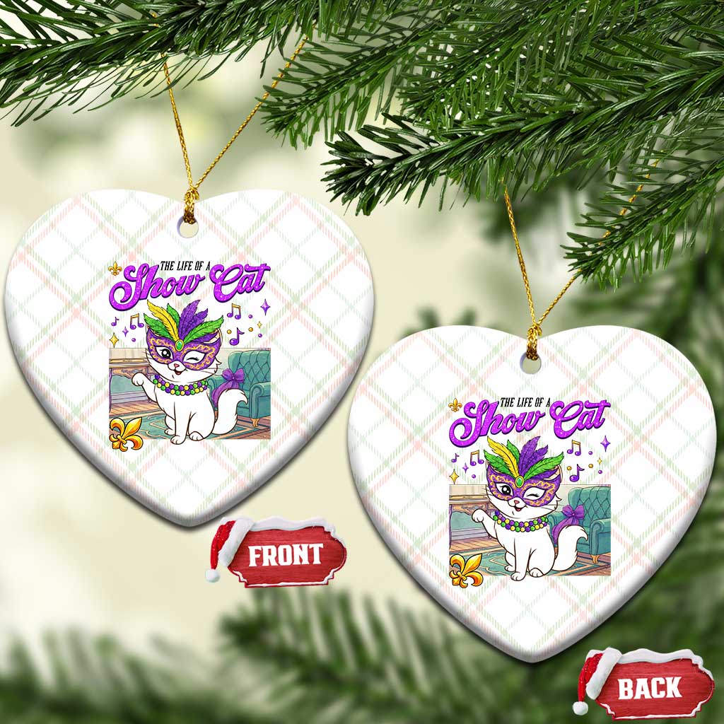 Cute Mardi Gras Cat Ceramic Ornament The Life Of The Showcat TS14 Print Your Wear