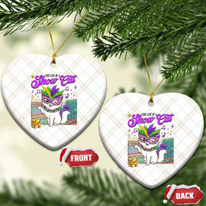 Cute Mardi Gras Cat Ceramic Ornament The Life Of The Showcat TS14 Print Your Wear