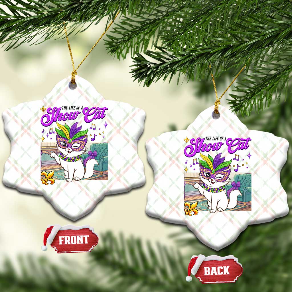 Cute Mardi Gras Cat Ceramic Ornament The Life Of The Showcat TS14 Print Your Wear