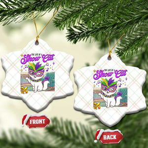 Cute Mardi Gras Cat Ceramic Ornament The Life Of The Showcat TS14 Print Your Wear