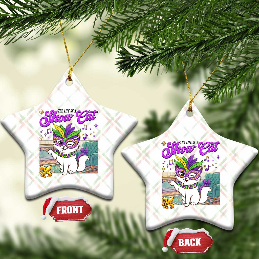 Cute Mardi Gras Cat Ceramic Ornament The Life Of The Showcat TS14 Print Your Wear