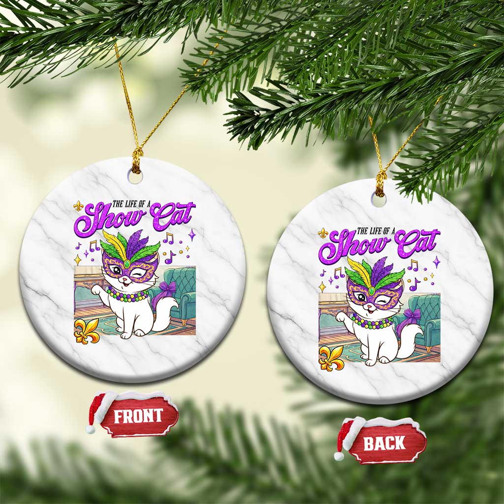 Cute Mardi Gras Cat Ceramic Ornament The Life Of The Showcat TS14 1pc White Marble Print Your Wear