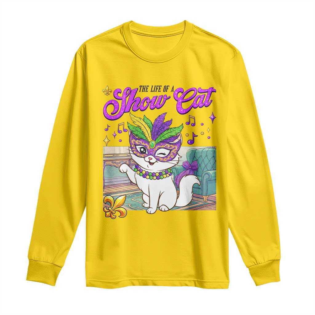 Cute Mardi Gras Cat Long Sleeve Shirt The Life Of The Showcat TS14 Daisy Print Your Wear