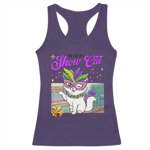Cute Mardi Gras Cat Racerback Tank Top The Life Of The Showcat TS14 Purple Print Your Wear
