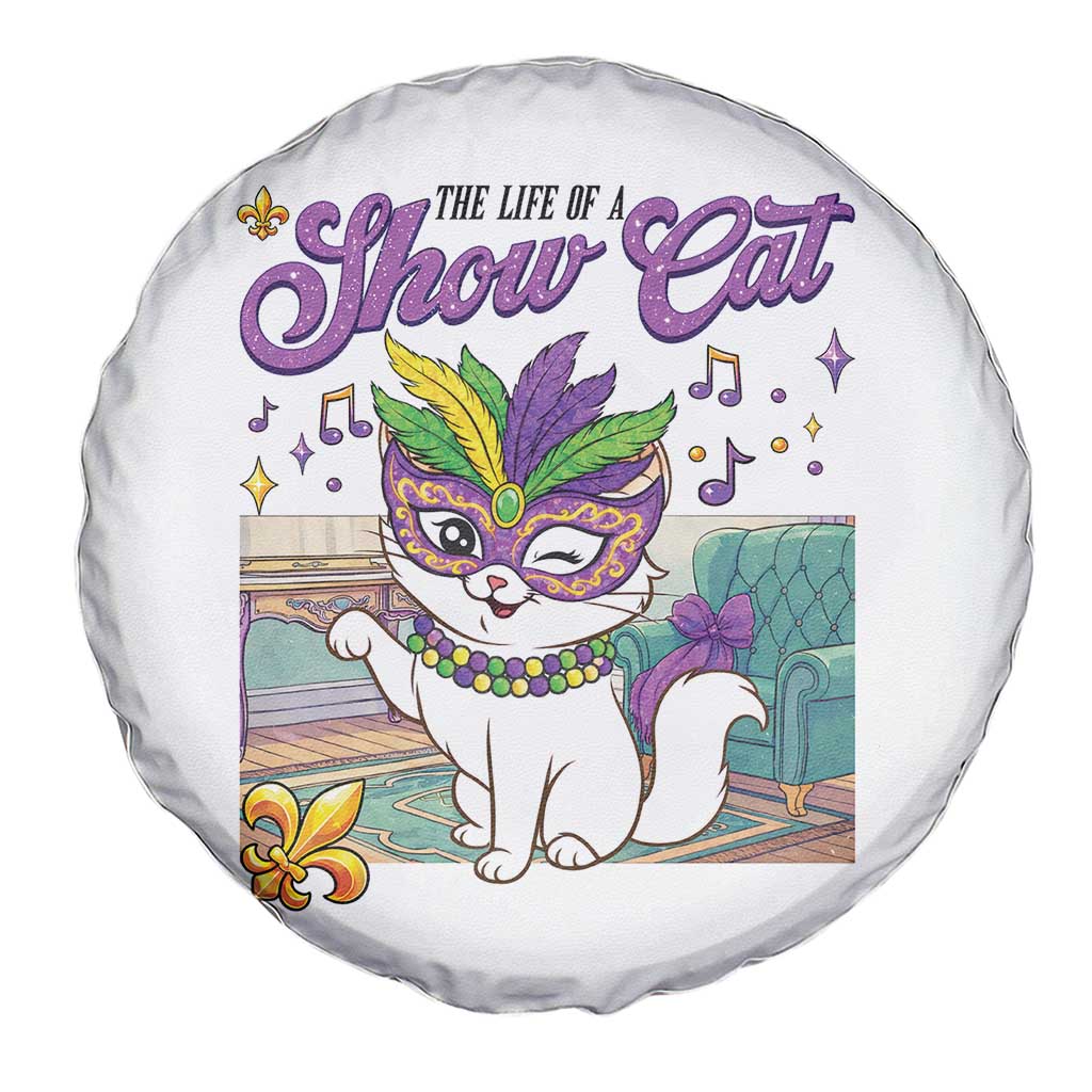 Cute Mardi Gras Cat Spare Tire Cover The Life Of The Showcat TS14 Print Your Wear