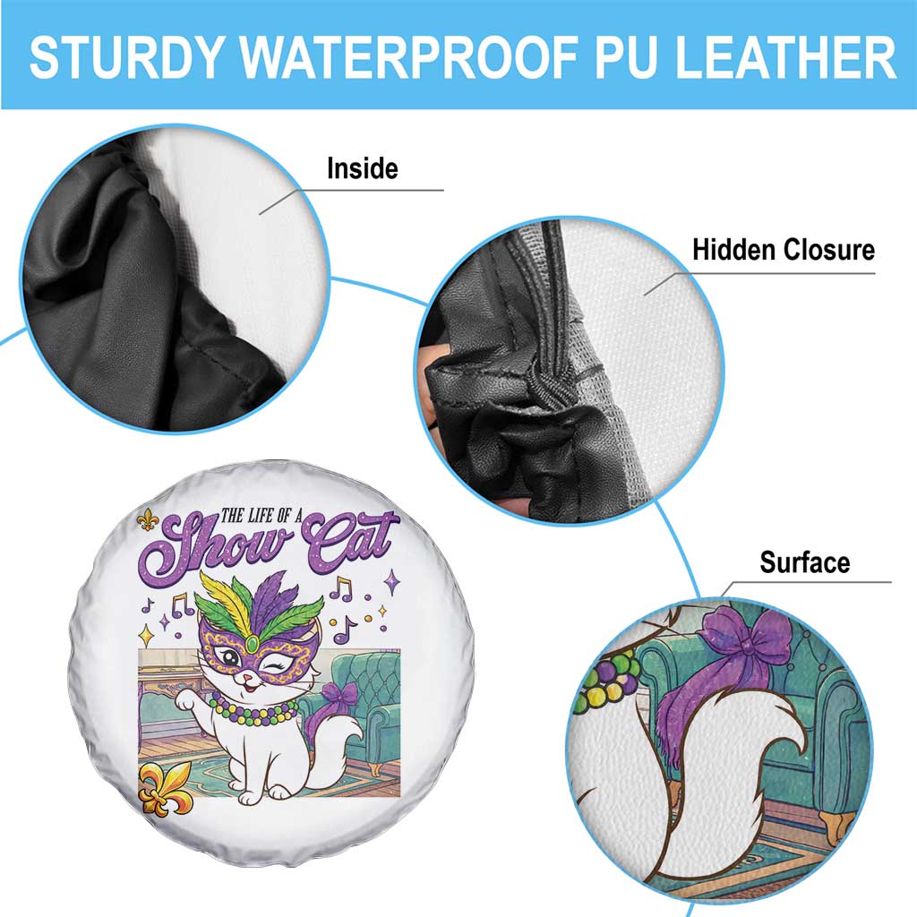 Cute Mardi Gras Cat Spare Tire Cover The Life Of The Showcat TS14 Print Your Wear