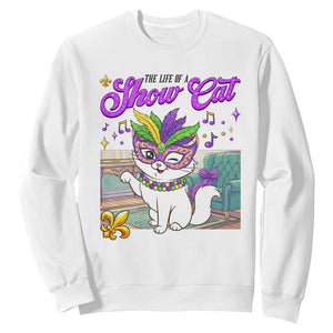 Cute Mardi Gras Cat Sweatshirt The Life Of The Showcat TS14 White Print Your Wear