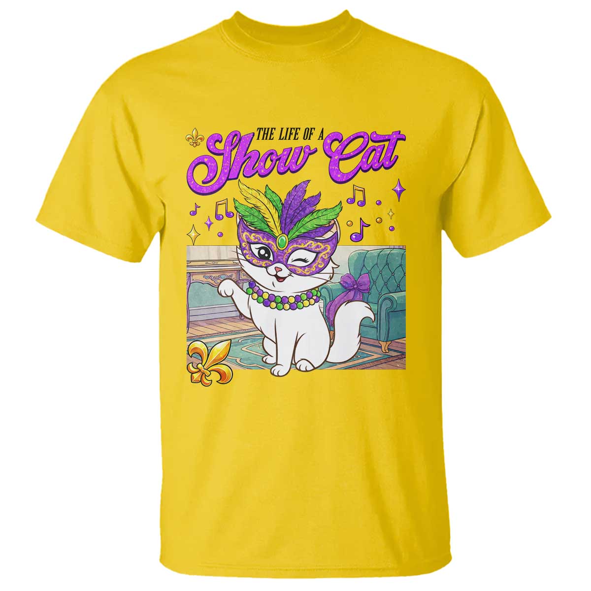 Cute Mardi Gras Cat T Shirt The Life Of The Showcat TS14 Daisy Print Your Wear