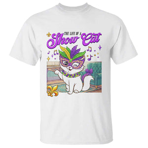 Cute Mardi Gras Cat T Shirt The Life Of The Showcat TS14 White Print Your Wear