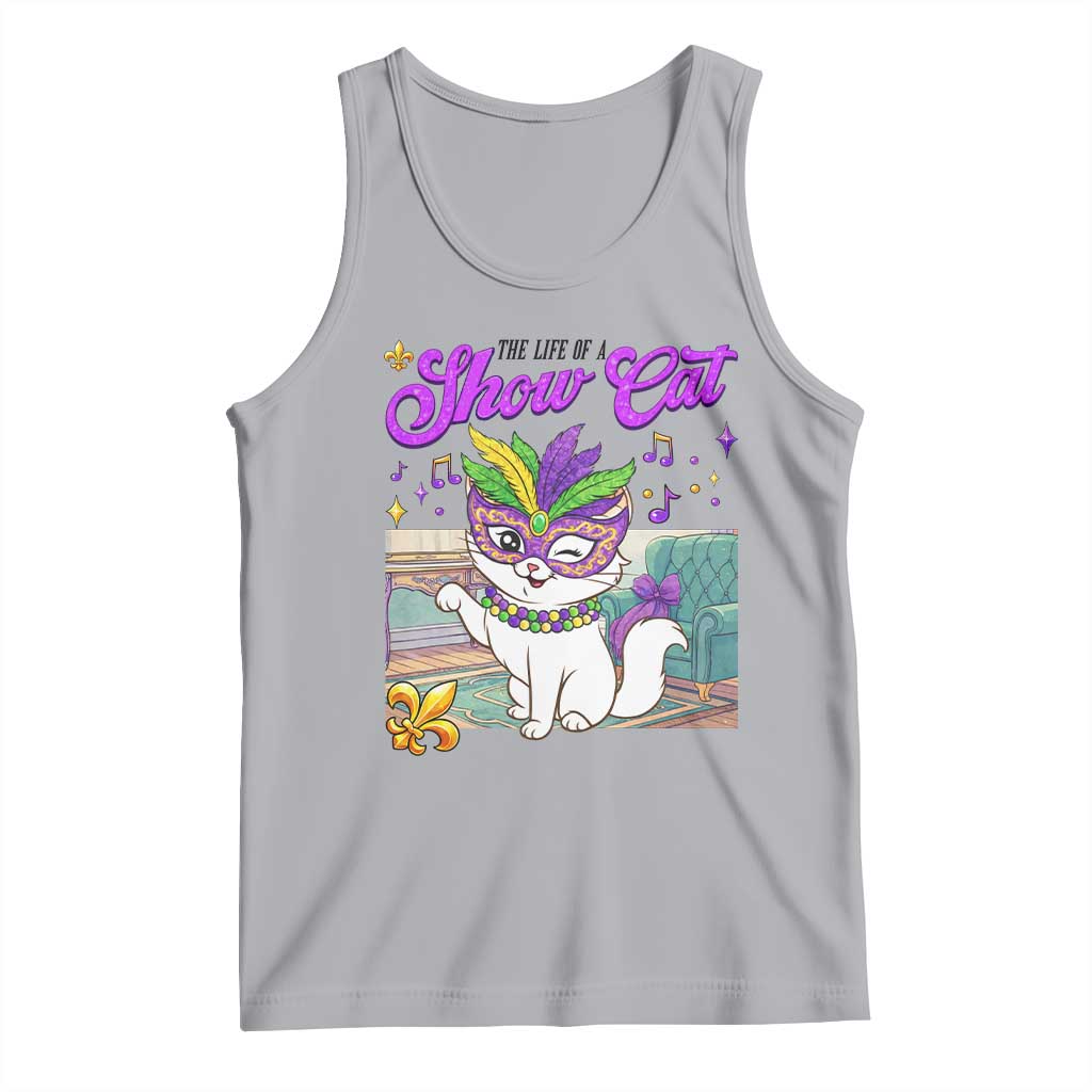 Cute Mardi Gras Cat Tank Top The Life Of The Showcat TS14 Athletic Heather Print Your Wear