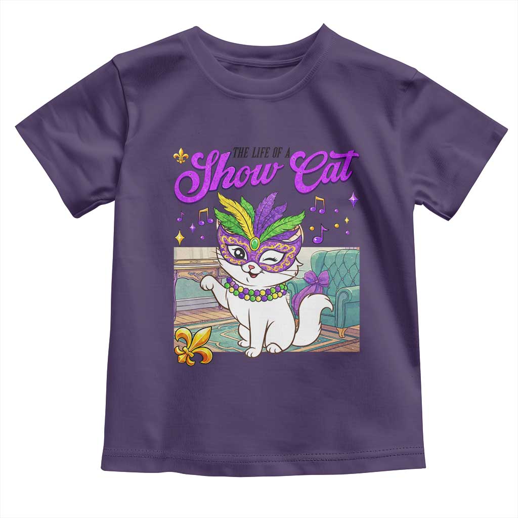 Cute Mardi Gras Cat Toddler T Shirt The Life Of The Showcat TS14 Purple Print Your Wear
