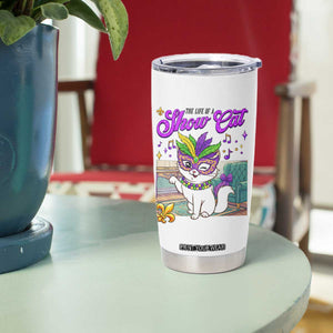 Cute Mardi Gras Cat Tumbler Cup The Life Of The Showcat TS14 Print Your Wear