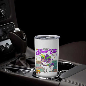Cute Mardi Gras Cat Tumbler Cup The Life Of The Showcat TS14 Print Your Wear