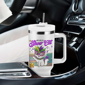 Cute Mardi Gras Cat Tumbler With Handle The Life Of The Showcat TS14 Print Your Wear