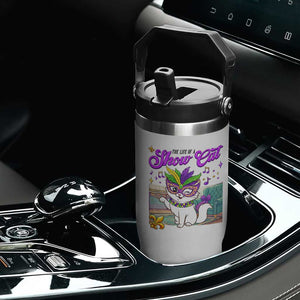 Cute Mardi Gras Cat Flip Straw Tumbler The Life Of The Showcat TS14 Print Your Wear
