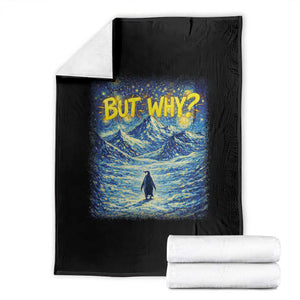 But Why Penguin Throw Blanket Starry Night Van Gogh Nihilist Penguin Hiking TS14 Black Print Your Wear