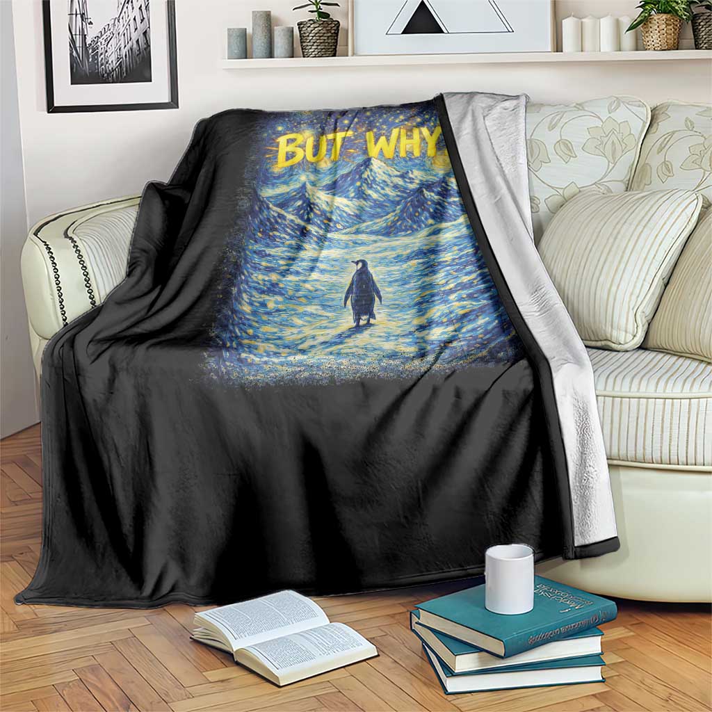 But Why Penguin Throw Blanket Starry Night Van Gogh Nihilist Penguin Hiking TS14 Print Your Wear