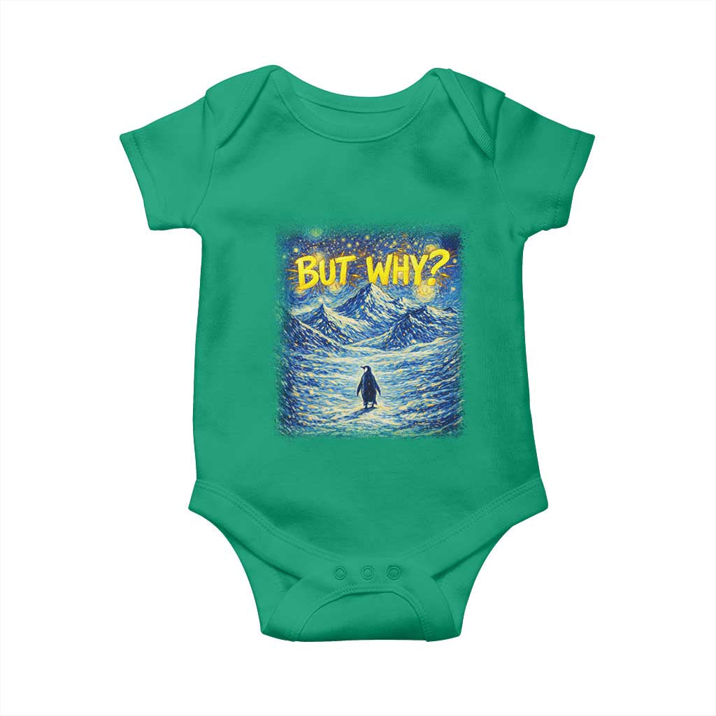 But Why Penguin Baby Onesie Starry Night Van Gogh Nihilist Penguin Hiking TS14 Irish Green Print Your Wear