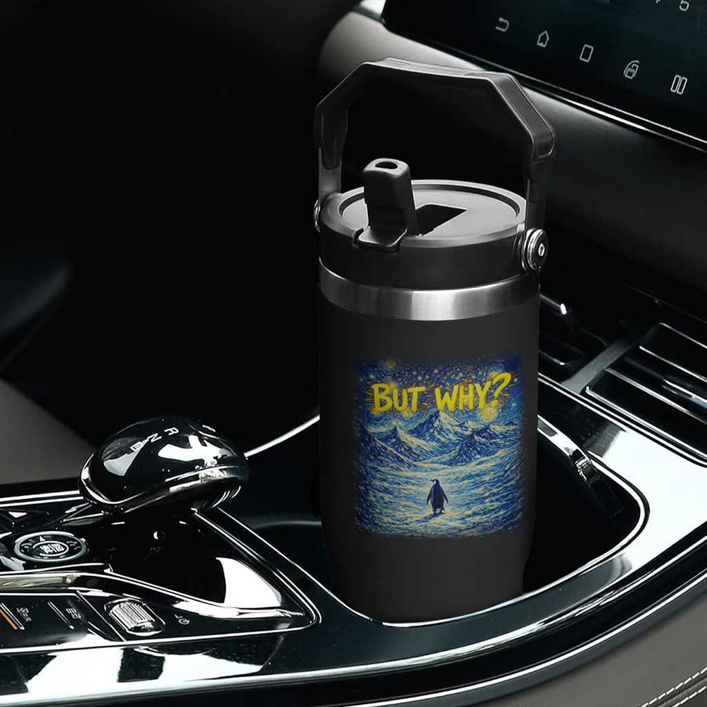 But Why Penguin Flip Straw Tumbler Starry Night Van Gogh Nihilist Penguin Hiking TS14 Print Your Wear