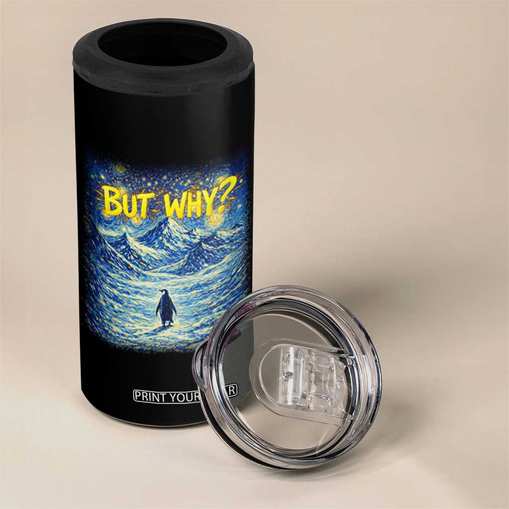 But Why Penguin 4 in 1 Can Cooler Tumbler Starry Night Van Gogh Nihilist Penguin Hiking TS14 Print Your Wear