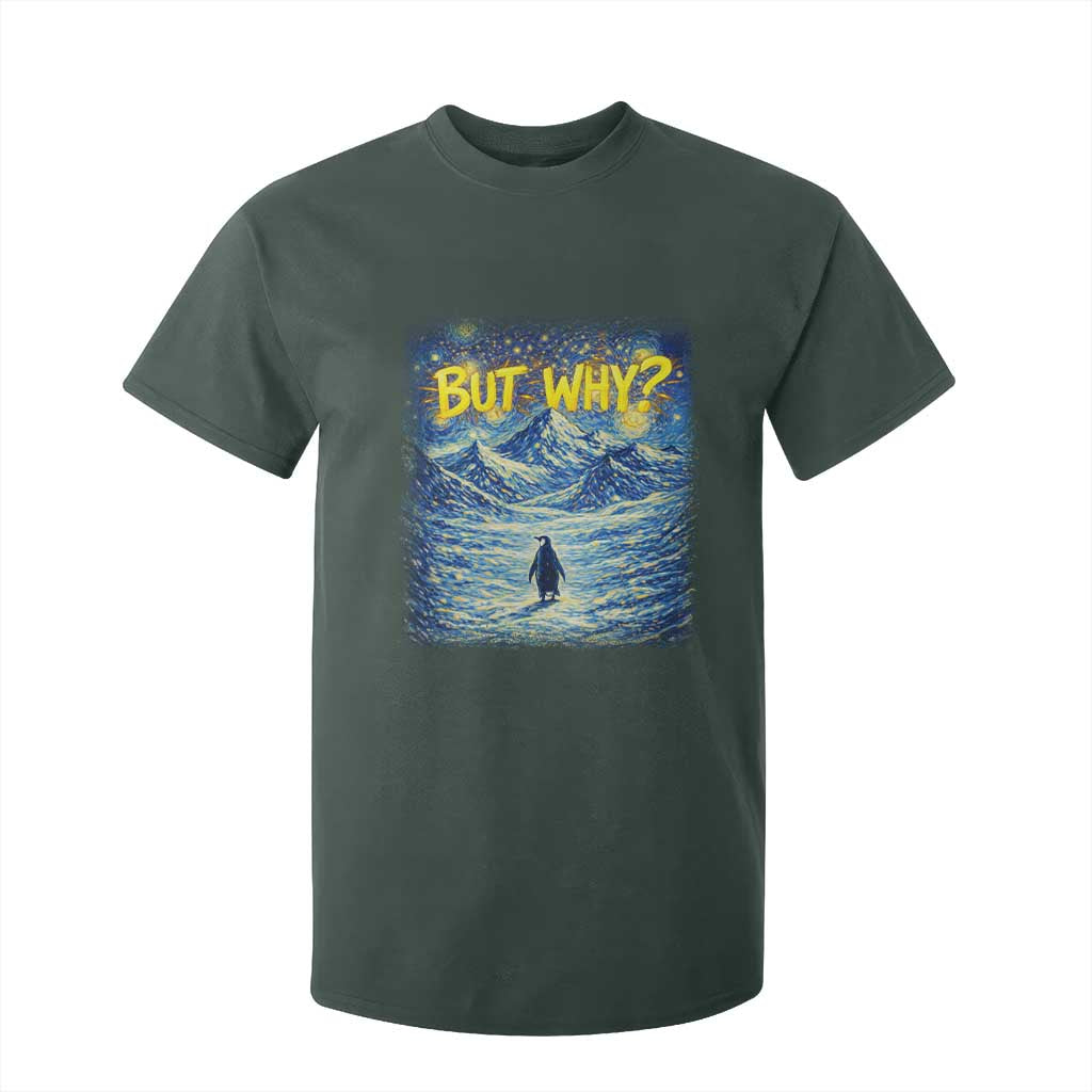 But Why Penguin T Shirt For Kid Starry Night Van Gogh Nihilist Penguin Hiking TS14 Dark Forest Green Print Your Wear