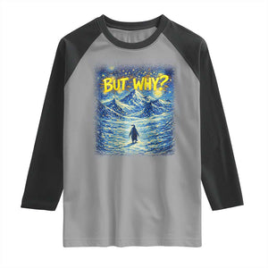 But Why Penguin Raglan Shirt Starry Night Van Gogh Nihilist Penguin Hiking TS14 Sport Gray Black Print Your Wear