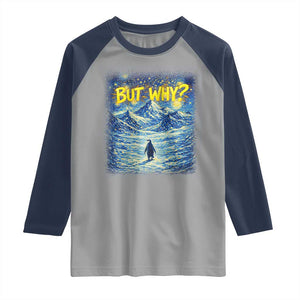 But Why Penguin Raglan Shirt Starry Night Van Gogh Nihilist Penguin Hiking TS14 Sport Gray Navy Print Your Wear