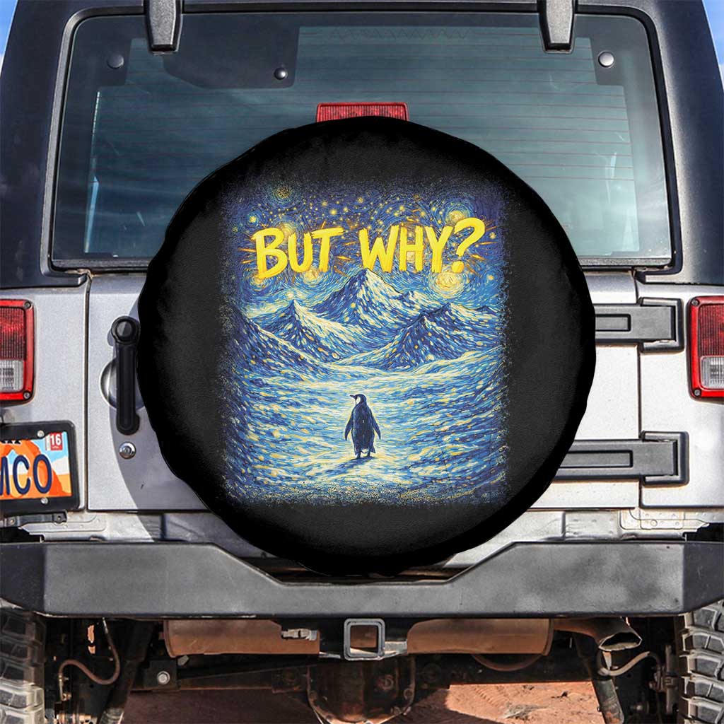 But Why Penguin Spare Tire Cover Starry Night Van Gogh Nihilist Penguin Hiking TS14 No hole Black Print Your Wear