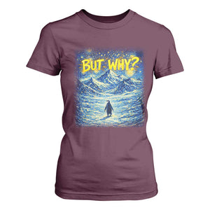 But Why Penguin T Shirt For Women Starry Night Van Gogh Nihilist Penguin Hiking TS14 Maroon Print Your Wear