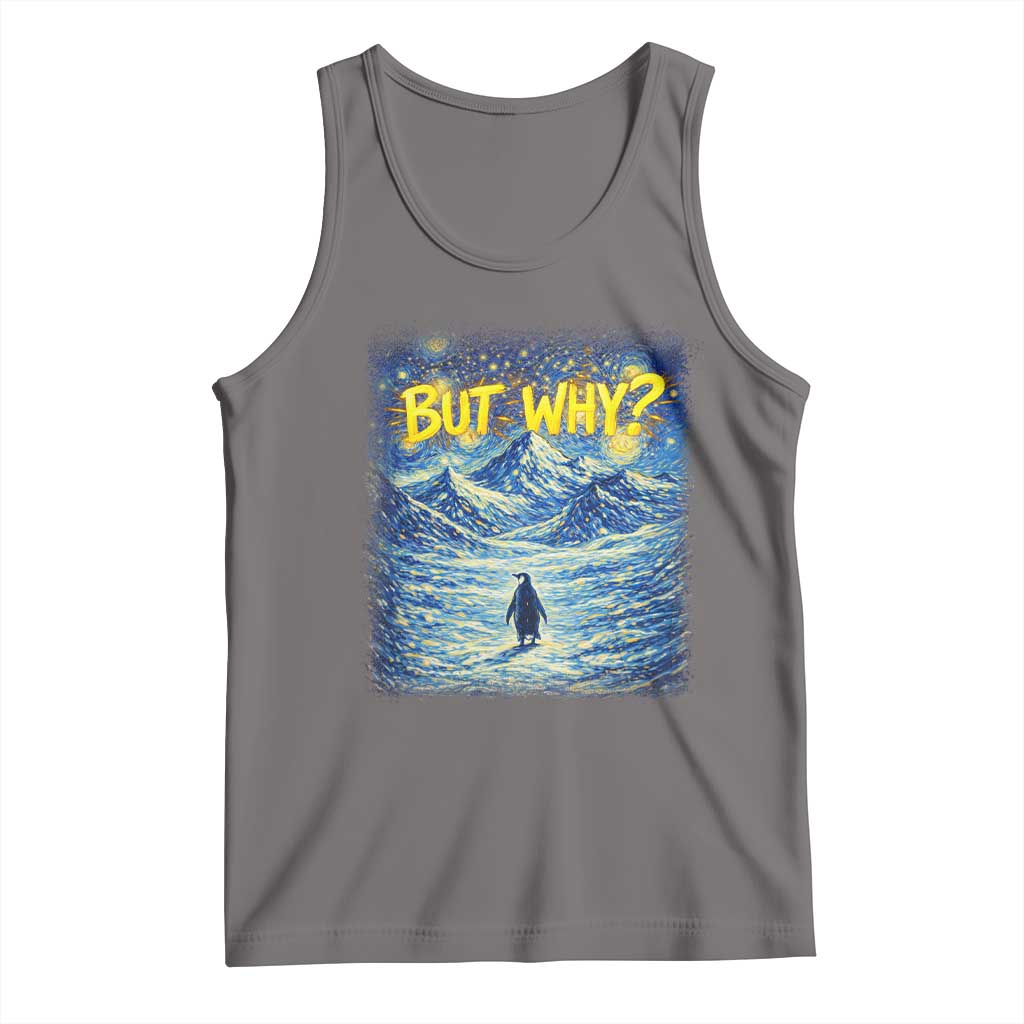 But Why Penguin Tank Top Starry Night Van Gogh Nihilist Penguin Hiking TS14 Deep Heather Print Your Wear