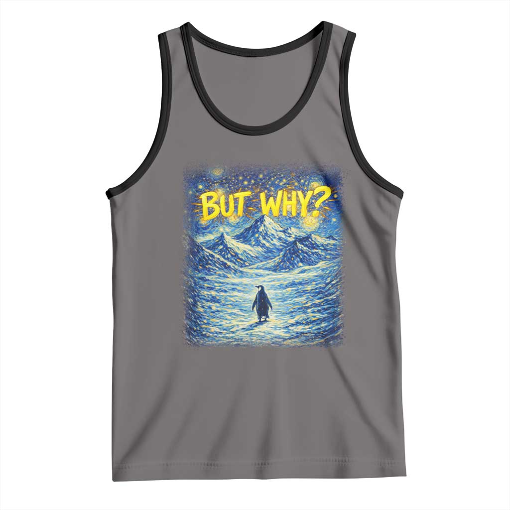 But Why Penguin Tank Top Starry Night Van Gogh Nihilist Penguin Hiking TS14 Deep Heather Black Print Your Wear