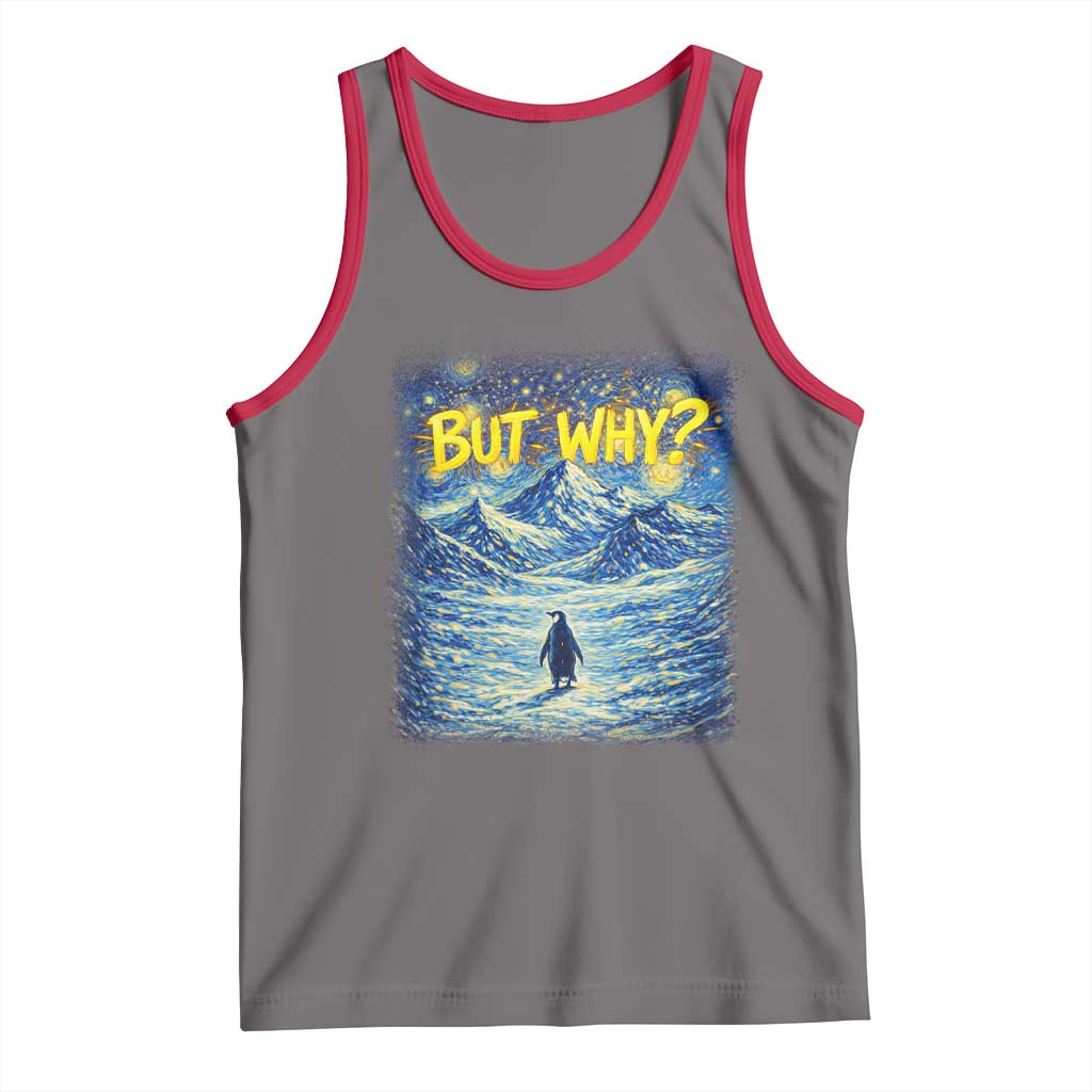 But Why Penguin Tank Top Starry Night Van Gogh Nihilist Penguin Hiking TS14 Deep Heather Red Print Your Wear