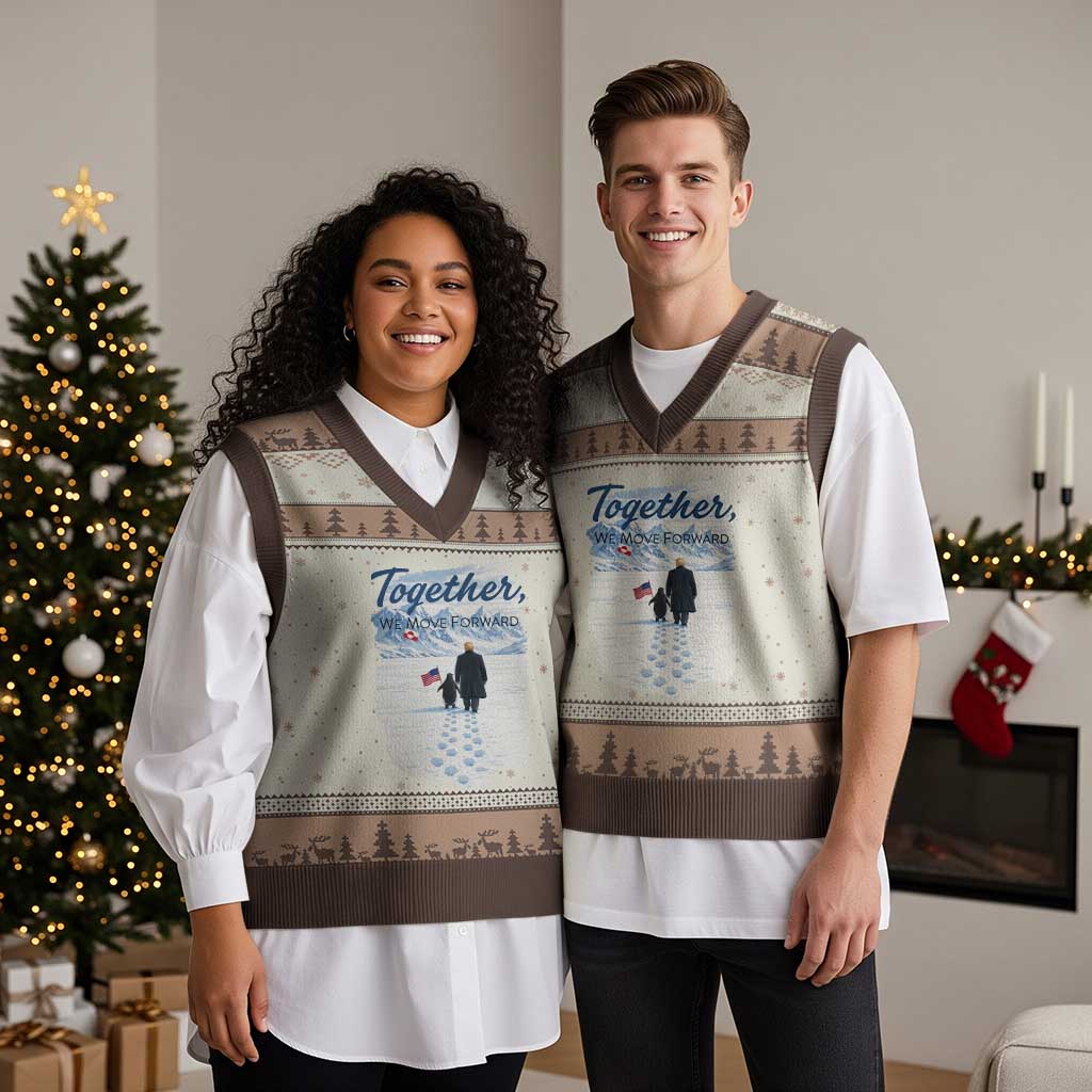 Funny Penguin Protest V-Neck Knit Sweater Vest Trump Nihilist Penguin Minimal Political Meme TS14 Mocha Mousse Print Your Wear