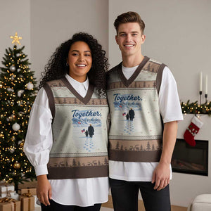 Funny Penguin Protest V-Neck Knit Sweater Vest Trump Nihilist Penguin Minimal Political Meme TS14 Mocha Mousse Print Your Wear
