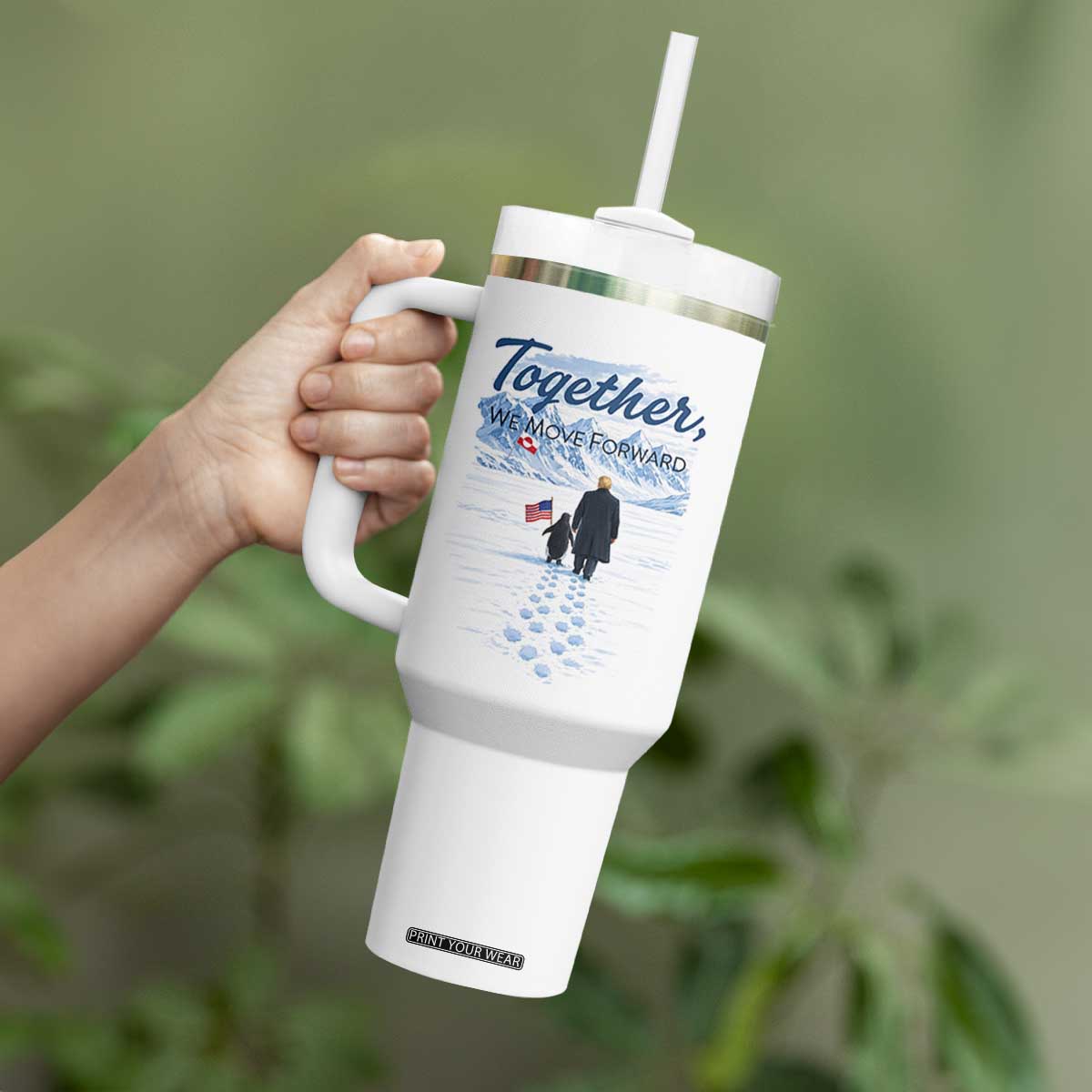 Funny Penguin Protest Tumbler With Handle Trump Nihilist Penguin Minimal Political Meme TS14 Print Your Wear