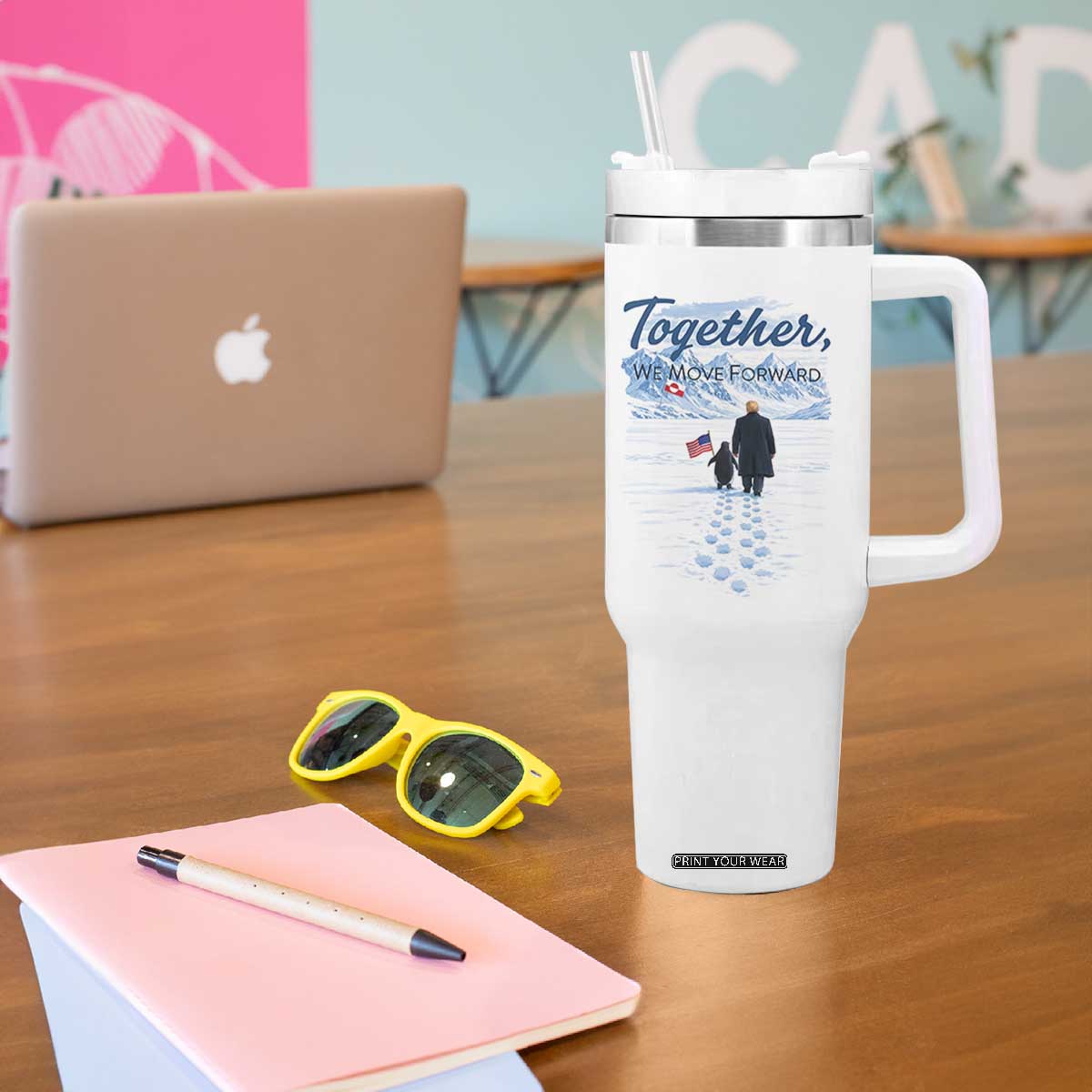 Funny Penguin Protest Tumbler With Handle Trump Nihilist Penguin Minimal Political Meme TS14 Print Your Wear