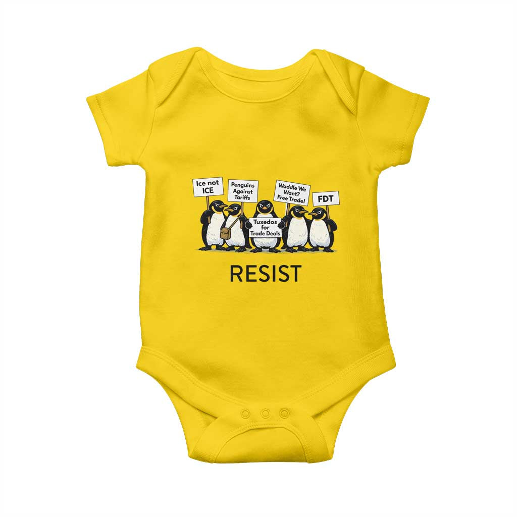 Penguins Resist Baby Onesie Nihilist Penguin Anti-Government Meme TS14 Daisy Print Your Wear