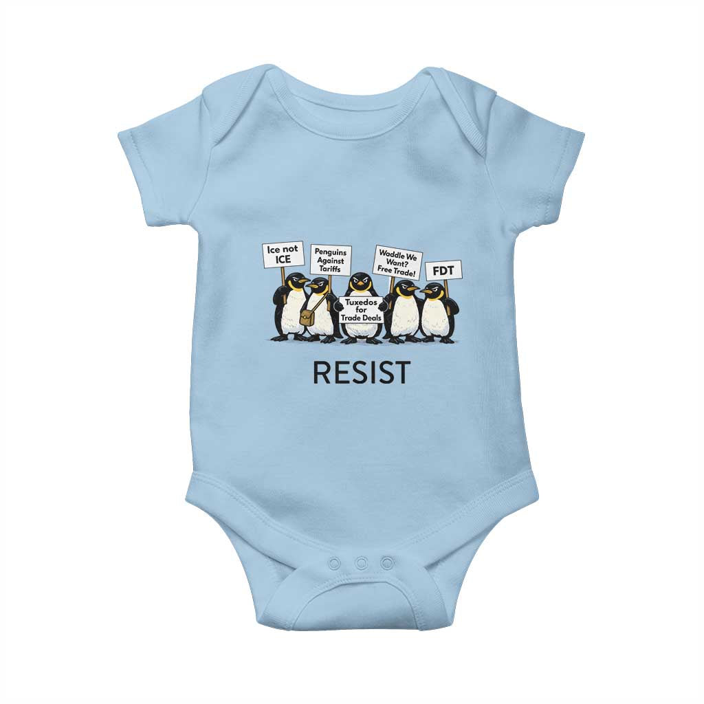 Penguins Resist Baby Onesie Nihilist Penguin Anti-Government Meme TS14 Light Blue Print Your Wear