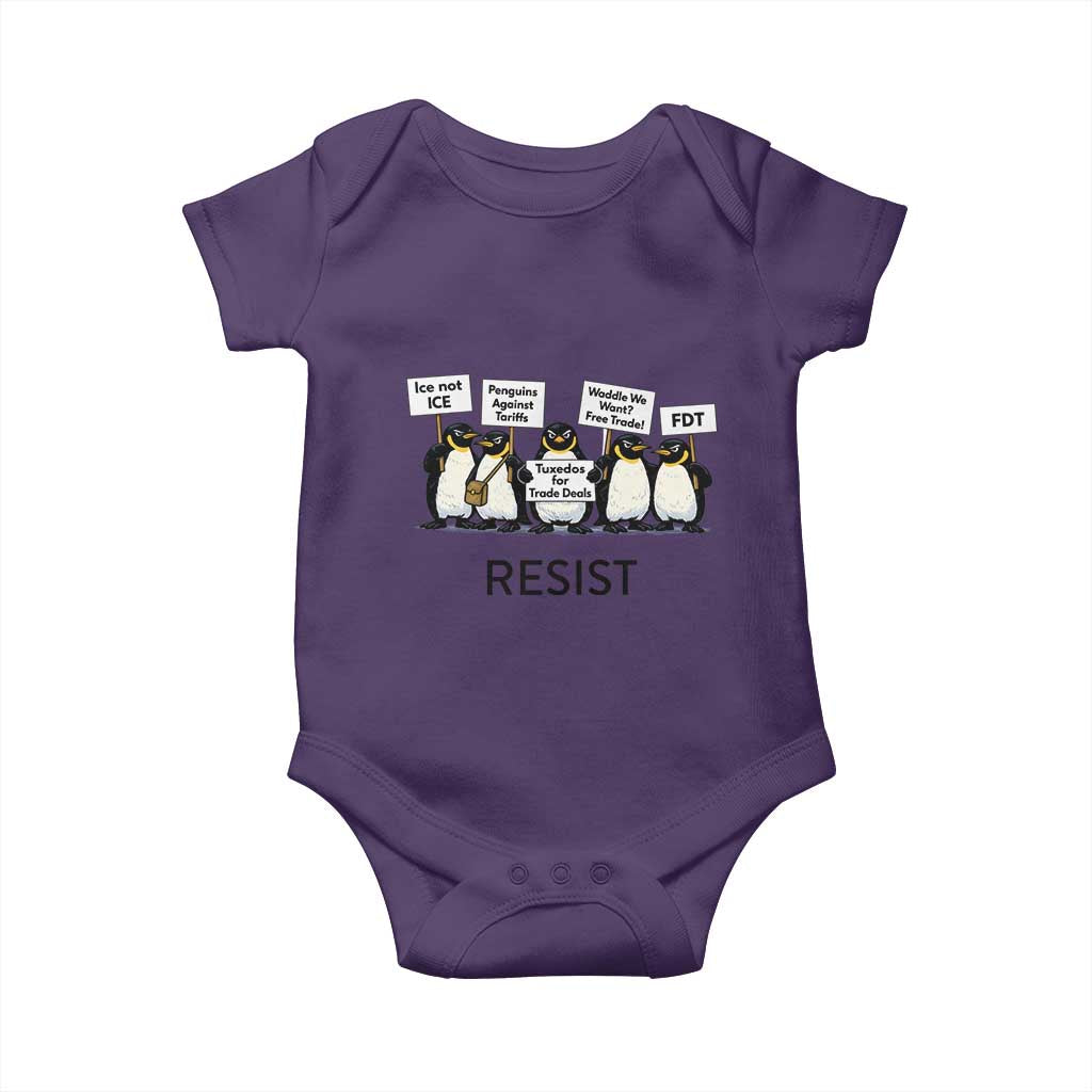 Penguins Resist Baby Onesie Nihilist Penguin Anti-Government Meme TS14 Purple Print Your Wear