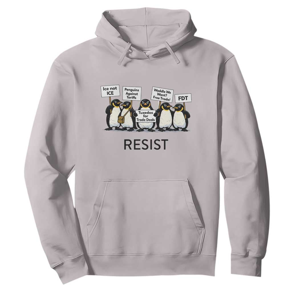 Penguins Resist Hoodie Nihilist Penguin Anti-Government Meme TS14 Ice Gray Print Your Wear