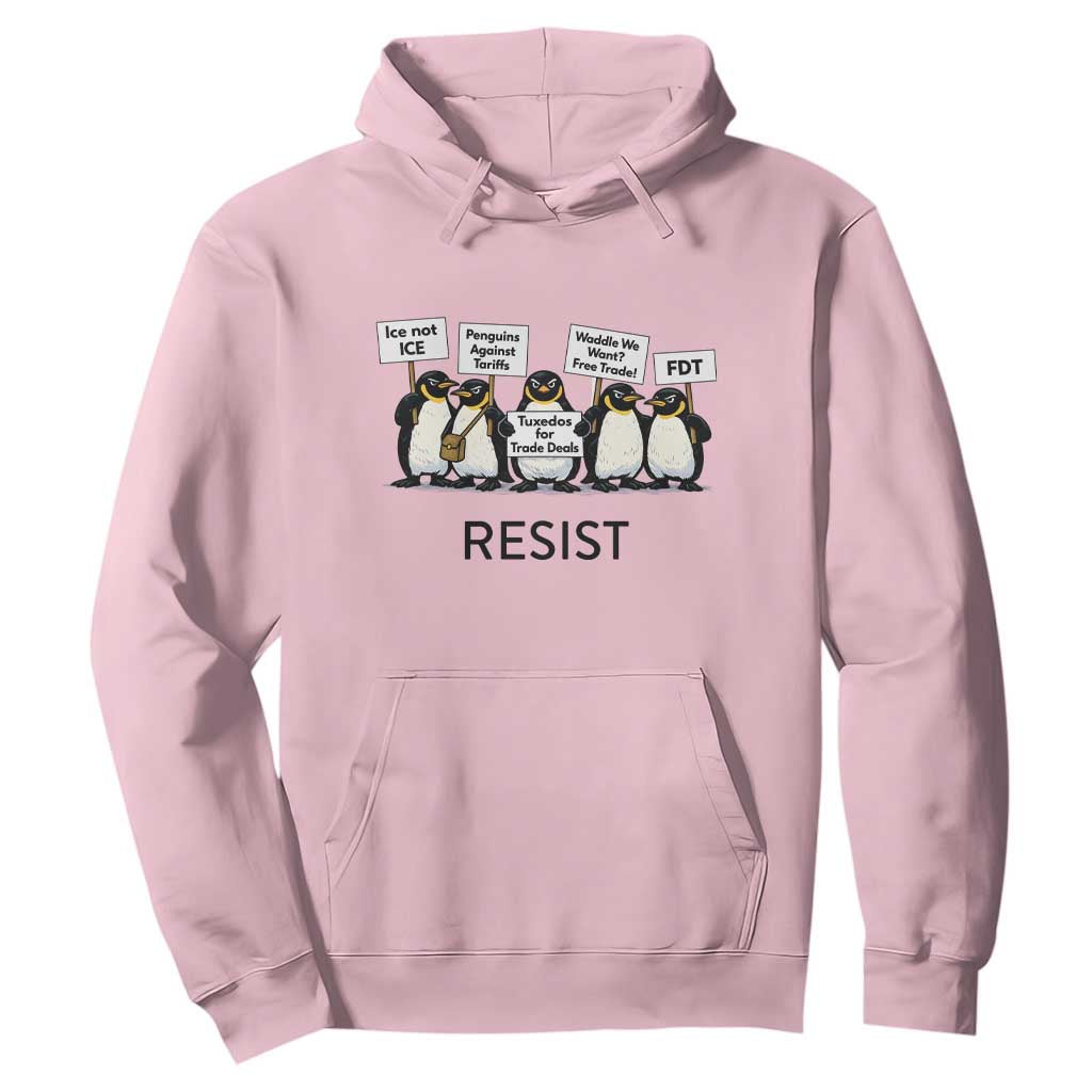Penguins Resist Hoodie Nihilist Penguin Anti-Government Meme TS14 Light Pink Print Your Wear