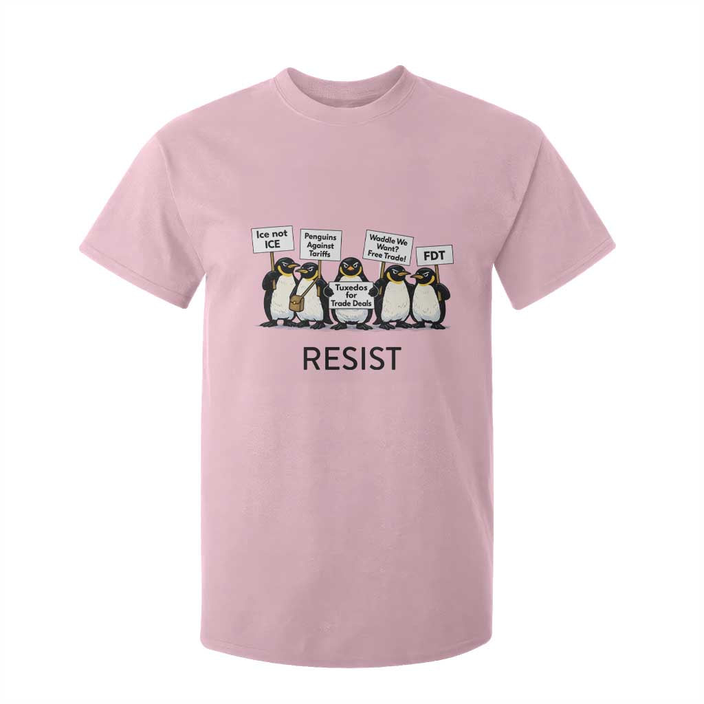 Penguins Resist T Shirt For Kid Nihilist Penguin Anti-Government Meme TS14 Light Pink Print Your Wear