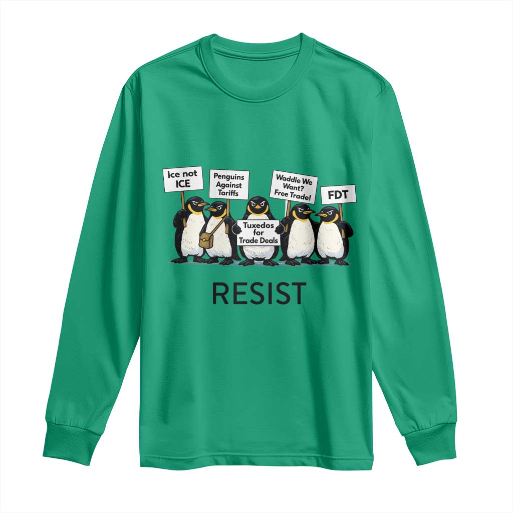 Penguins Resist Long Sleeve Shirt Nihilist Penguin Anti-Government Meme TS14 Irish Green Print Your Wear