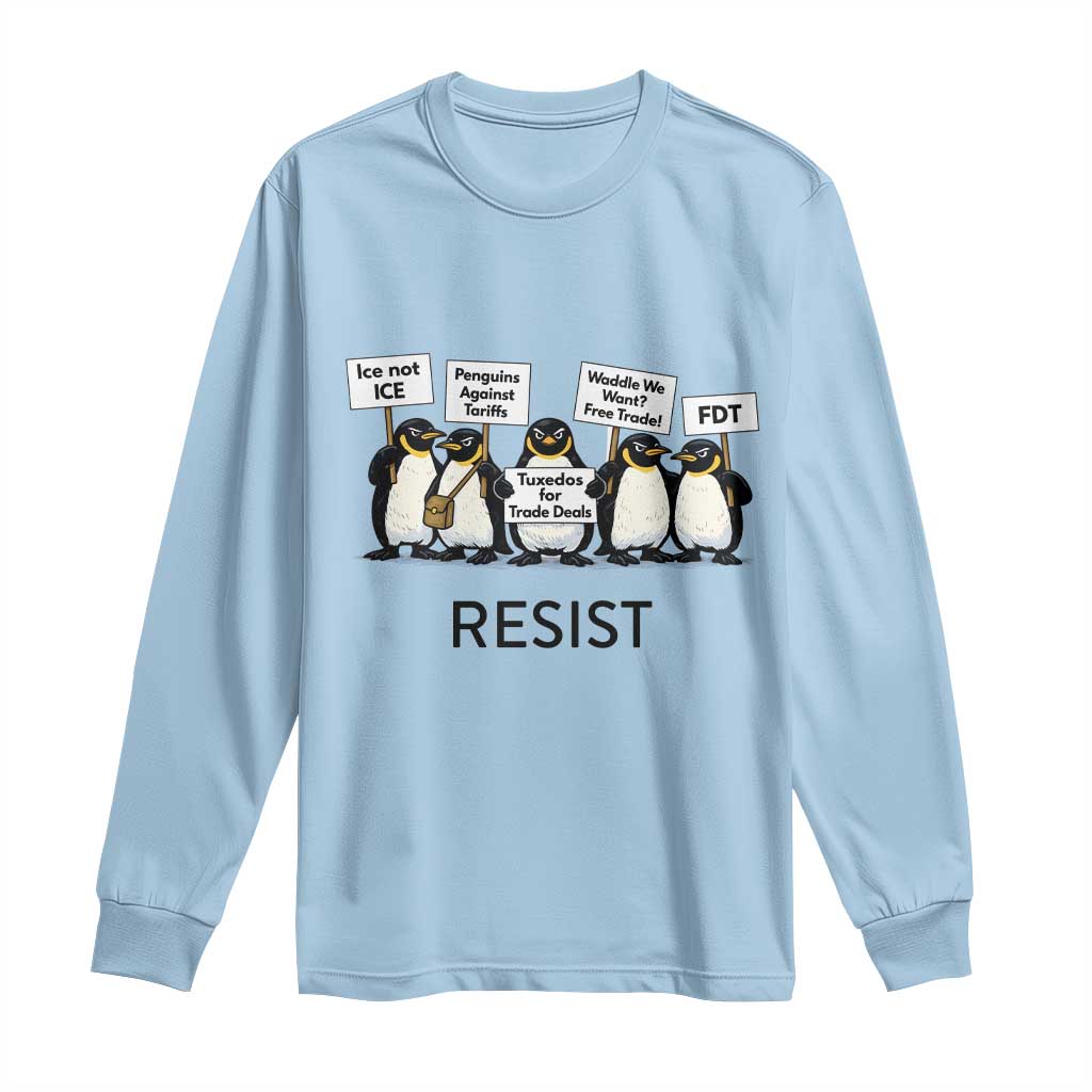 Penguins Resist Long Sleeve Shirt Nihilist Penguin Anti-Government Meme TS14 Light Blue Print Your Wear