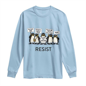 Penguins Resist Long Sleeve Shirt Nihilist Penguin Anti-Government Meme TS14 Light Blue Print Your Wear